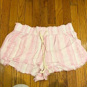 Madden Girl Pink and White Striped High Waist Shorts